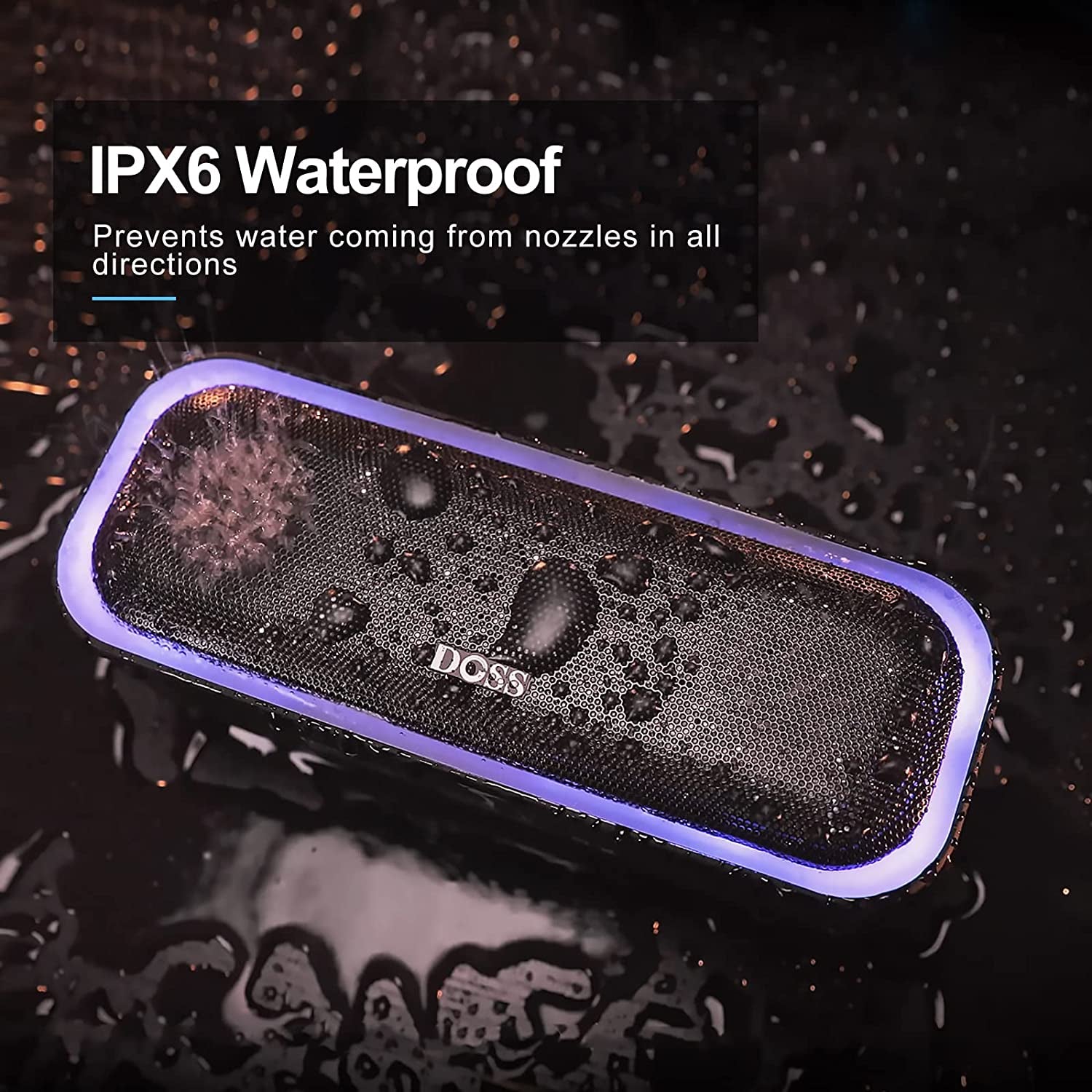 Bluetooth Speaker, Soundbox Pro Wireless Speaker with 20W Stereo Sound, Active Extra Bass, Bluetooth5.0, IPX6 Waterproof, Wireless Stereo Pairing, Multi-Colors Lights, 20Hrs Playtime -Blue