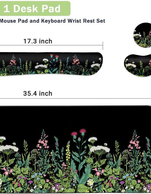 Load image into Gallery viewer, Keyboard Mouse Pad Set, Extended Mouse Pad+Keyboard Wrist Rest Support, Memory Foam Ergonomic Easy Typing, 3Pcs (35.4×15.7 In) Desk Pad Set for Home Office Study Game - Weeds
