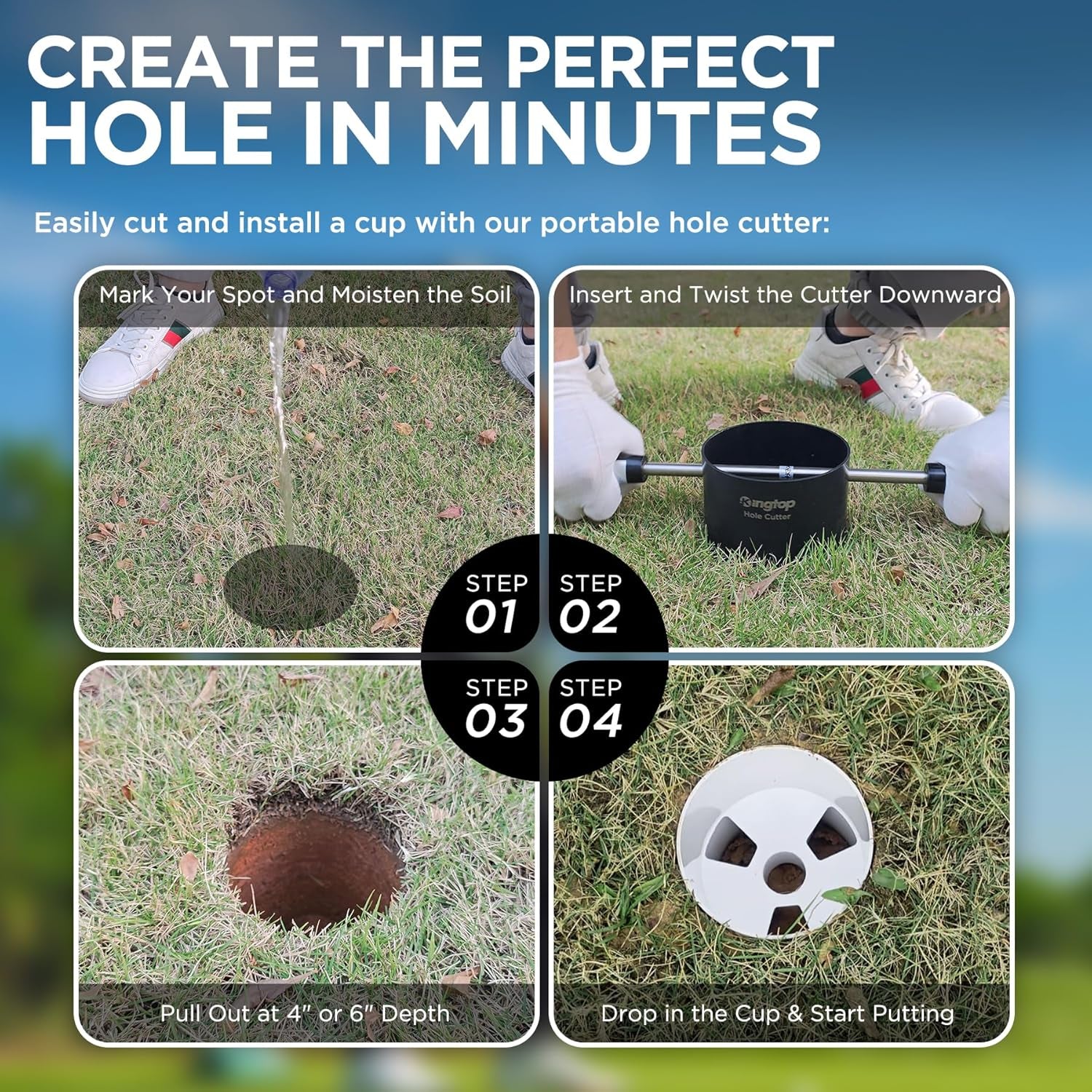 Golf Hole Cup for Backyard Practice Putting Green, Fit PGA | LPGA | USGA Regulations, ABS Ivory White, Outdoor Indoor Golf Putting Cup